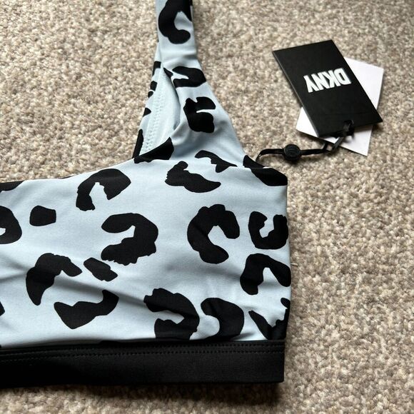 DKNY SWIM sz S Grey Cheetah Print Bralette 1" straps removeable padded cups - Picture 9 of 10